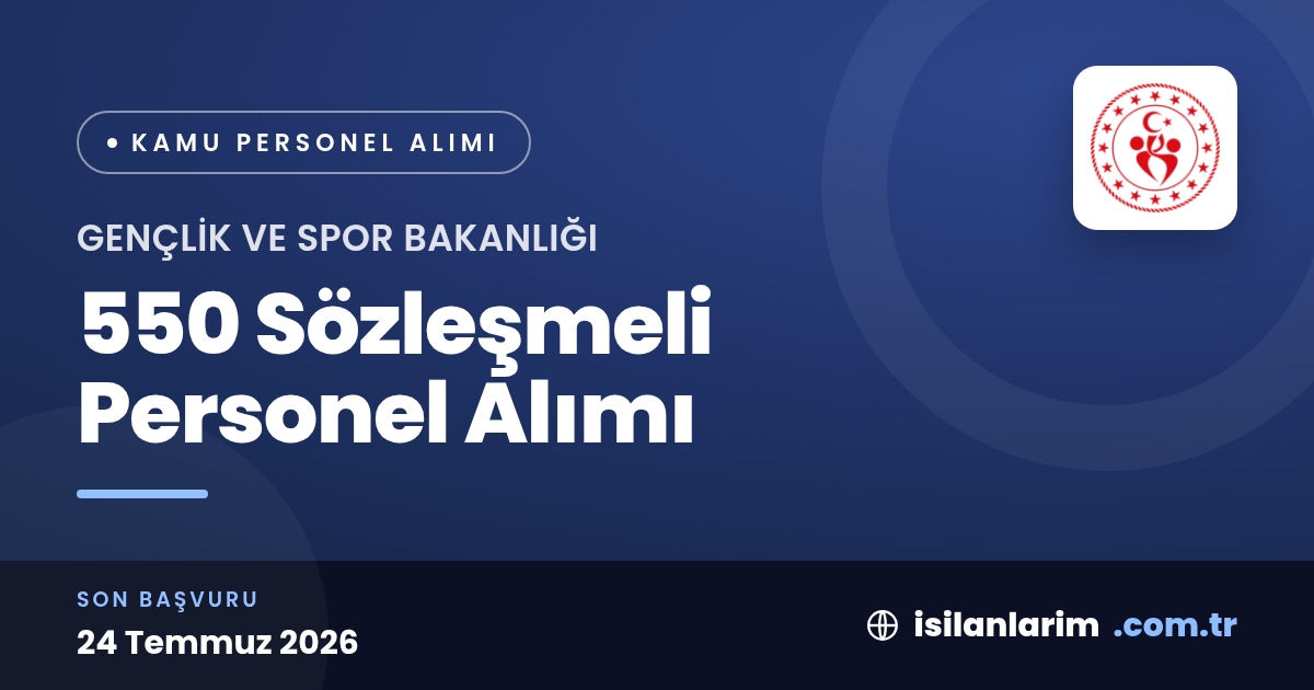 Gençlik ve Spor Bakanlığı 550 Sözleşmeli Personel Alıyor