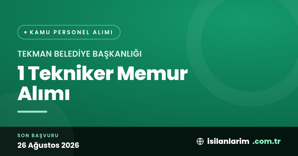 Tekman Belediyesi Harita Tekniker Memur Alımı Başladı